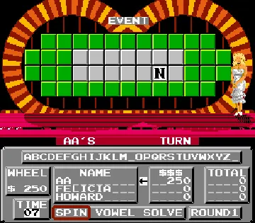 Wheel of Fortune - Family Edition (USA) screen shot game playing